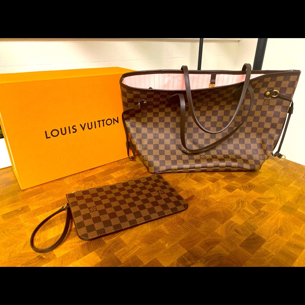 Louis Vuitton Neverfull MM Rose Ballerine Tote Shoulder Bag w/ pouch